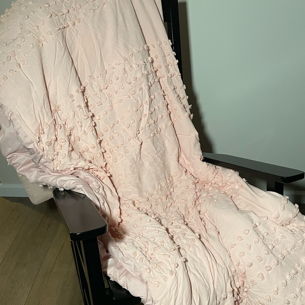 Comforter Set in a Light Pink with Boho Accents